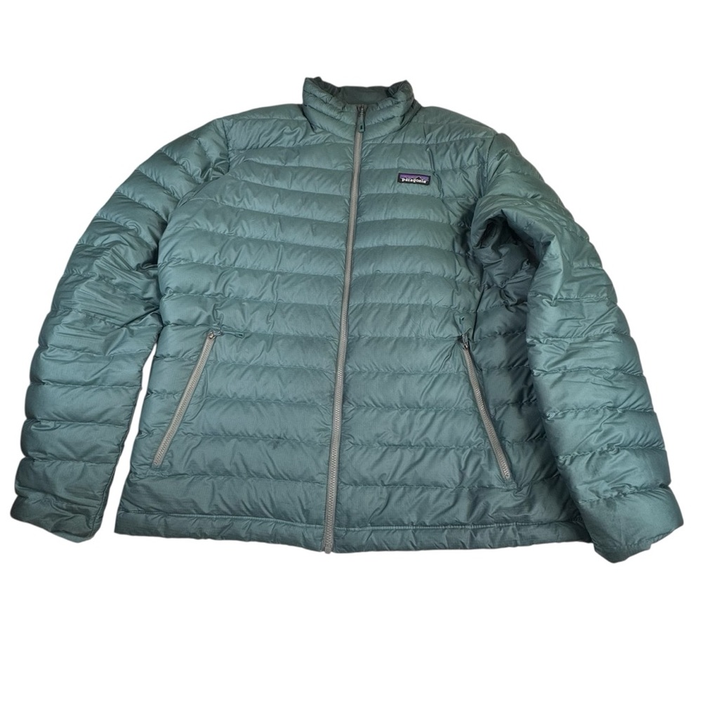 SOLD !!!!!!!! Men's Large Green Down Sweater Insulated Full Zip Goose Puffer